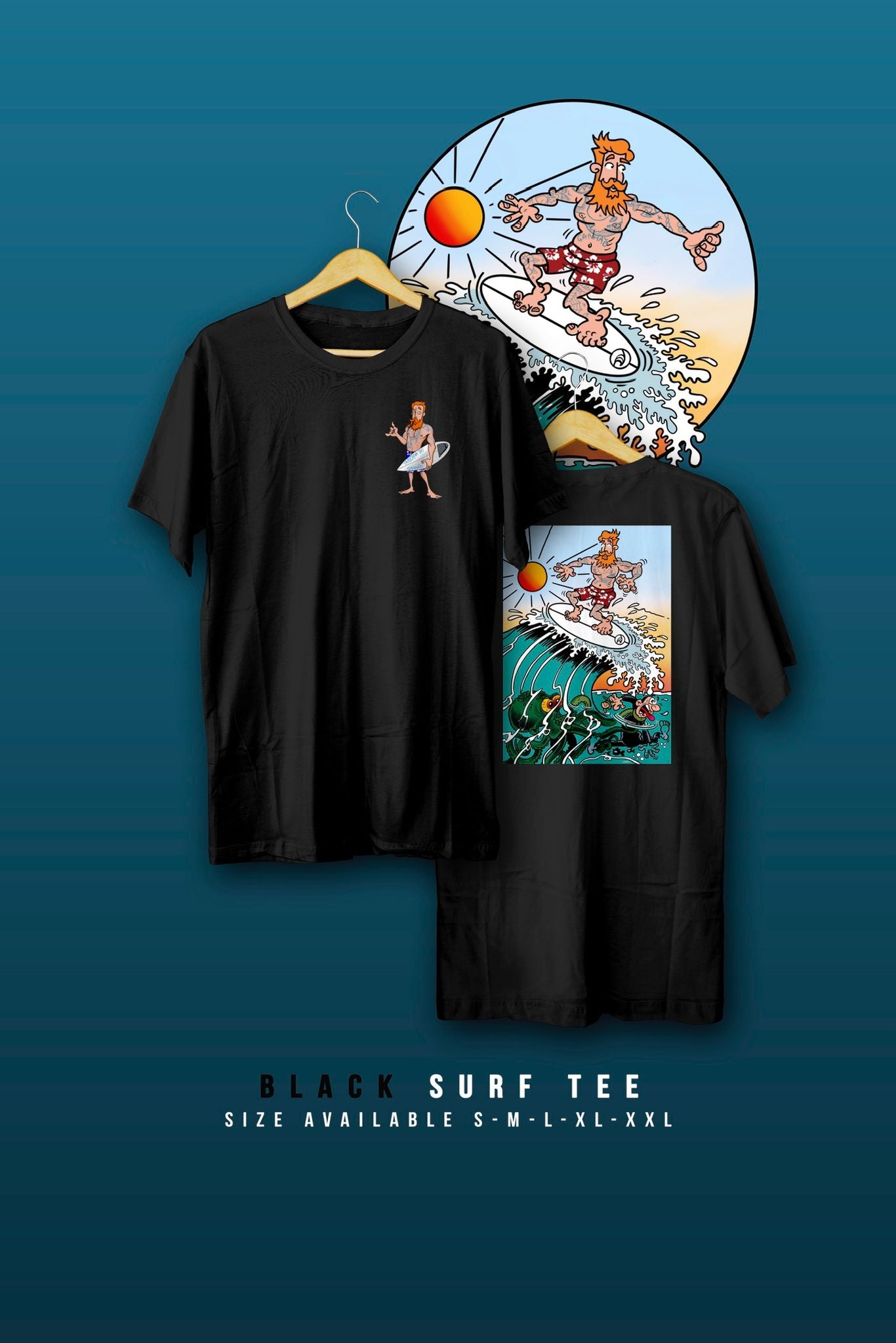BLACK SURF TEE